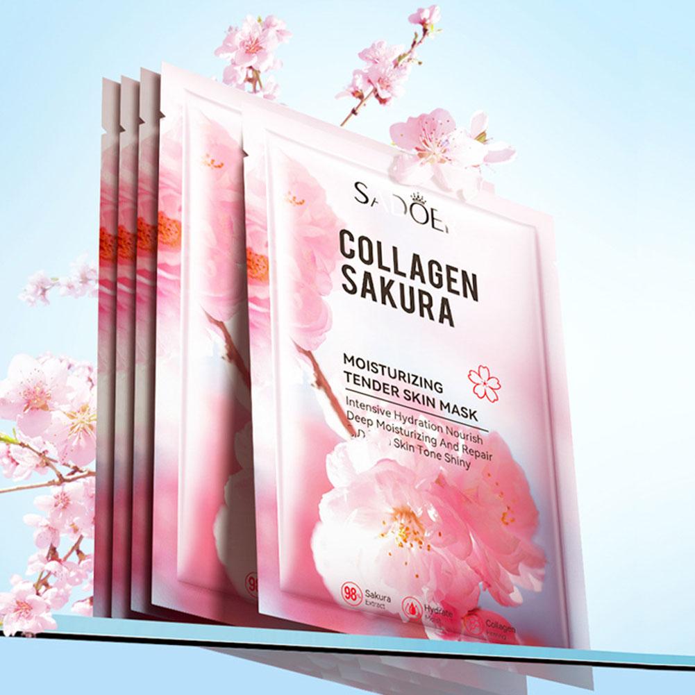 5Pcs Collagen Sakura Face Mask - đánh giá và giá Sheet Mask Collagen